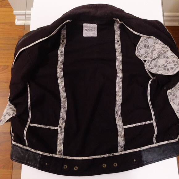 Elvis Jesus Leather Denim Mens Black Medium Biker Jacket - Picture 2 of 16